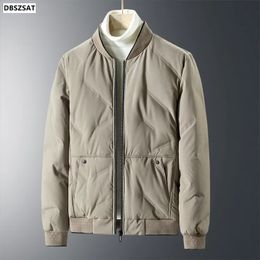 Men's Down Parkas M4xl Mens Grey Duck Jacket Winter Male Coats Zipper Stand Collar Short Style Solid Colour Baseball Outerwear Clothes Hy205 230928