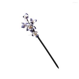 Hair Clips Women Flower Shaped Crystal Hairpin Portable Vintage Stick Party Travelling Headwear Hairwear Decor Jewellery