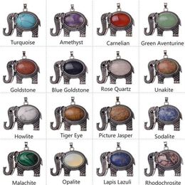 Elephant Gemstone Jewelry Pendant Silver Plated Cute Necklace Men and Women Simple 12pcs303f