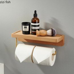 Toilet Paper Holders Toilet Roll Holder Brass Wood Napkin Holder Tissue Box Toilet Paper Holders Home Wall-mounted Storage Rack Paper Towel Holder 230927