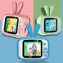 Toy Cameras Cartoon Rabbit Kids Camera Educational Toys 2 Inch HD Screen Children Kids Camera with Lanyard Mini Kids Camera with Card Reader 230928