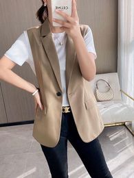 Women's Vests Simple Solid Color Suit Vest Women 2023 Summer And Autumn Korean Loose Coat Black Fashion Versatile Spring Elegant Outwear Top