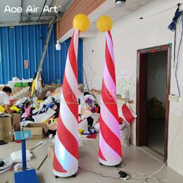 2.4mH Newly Led Lighting Inflatable Curve Cone with Shining Ball and Base Air Blower for Events Stage Decoration