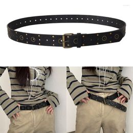 Belts Distressed Waist Belt With Alloy Rivet Decor For Woman Men Adjustable Pin Buckle Strap Jeans Dress