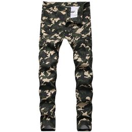 Starbrand Camoflage Mens Jeans Army Green Men Denim Pants Skinny Pencil Pants Zipper Casual Daily Pants2492