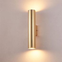 Aluminium Pipe Wall Lamps Gold Bedside Light Vintage Metal Wall Sconce Industrial Aisle Loft LED Wall Light Fixture Height 30CM 50C232b