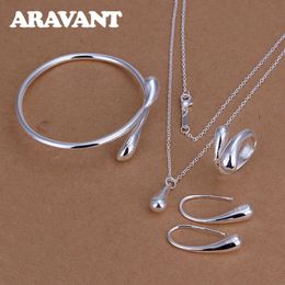 Wedding Jewellery Sets Fashion Wedding Bridal Jewellery Set 925 Silver Jewellery Water Drop Necklace Bangles Rings Earrings Sets For Women Party Gifts 231005
