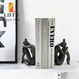 Decorative Objects Figurines LIFFY Human-Shaped Resin Non-Slip Decorative Bookends Set for Home Decorations of Bookshelves Study Desk Decorative Bookends 230928