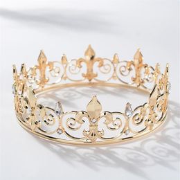 Metal Crowns And Tiaras For Men Royal Full King Crown Prom Party Hats Costume Cosplay Hair Accessories Gold Clips & Barrettes2817