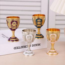 Hip Flasks 1pc Retro Engraved Spirits Wine Goblet Pot Alloy Vintage European Style15 20ml Liquor Glasses For Decoration Drinkware 230928