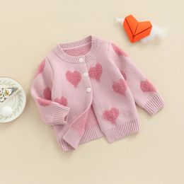 Coat Citgeett Autumn Toddler Infant Baby Girls Boys Cardigan Jackets Heart Print Long Sleeve Button Clre Knitted Sweater Tops 231008