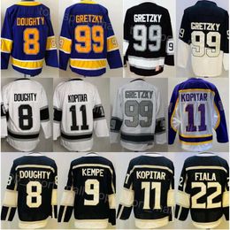 Men Ice Hockey 8 Drew Doughty Jerseys 11 Anze Kopitar 22 Kevin Fiala 9 Adrian Kempe 99 Wayne Gretzky Stadium Series Reverse Retro Purple Black WHite All Stitched Sale