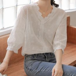 Women's Blouses Elegant Office Ladies Shirt France Style Woman Blouse Spring Summer Short Sleeve Solid Colour Shirts Tops Blusa Mujer