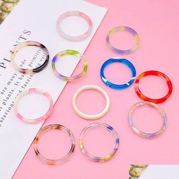 Band Rings 2021 New Colorf Transparent Resin Acrylic Rings Irregar Marble Pattern Ring For Women Girls Party Jewelry 16.5Mm Drop Deliv Dhrlm