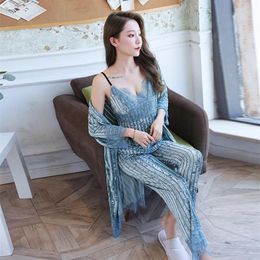 M-XL 4PCS Kimono Bathrobe Robe Gown Sets Sexy Velour Lady Lingerie Summer Home Clothing Nightwear Bride Wedding Sleepwear2587