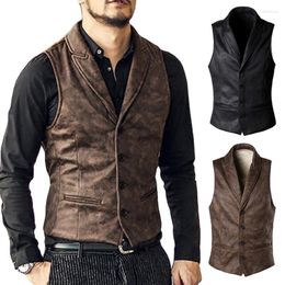 Men's Vests Retro Suede Vest Men Vintage Style Slim Fit Autumn Winter Mens Sleeveless Jacket V Neck Warm Waistcoat