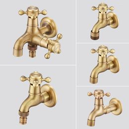 Kitchen Faucets Multifunctional Brass Material Antique Copper Washing Machine Mop Sink Small Faucet Simple Water Nozzle Wall Mounted