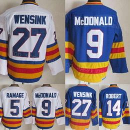 Men Retro Hockey 27 John Wensink Jerseys 5 Rob Ramage 14 Rene Robert 9 Lanny McDonald 19 Joe Sakic 33 Patrick Roy 21 Peter Forsberg Vintage Classic CCM Embroidery