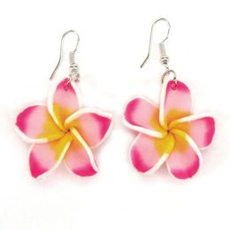 Cheapest Fimo Frangipani Flower Drop Earrings Fimo Polymer Clay Flower Fashion Earrings Plastic Flower Jewelry309M