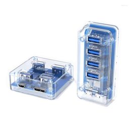 Transparent Usb C Hub 4 Port Expansion With Power Supply USB3.0 5Gbps High Speed Transmission OTG Adapter