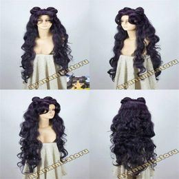 Sailor Moon Luna Artemis Brand New Long Purple Black Wig Cosplay Party Wig253t