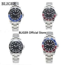 Sapphire Crystal 40mm Black Dial GMT Function Automatic Movement Men's Watch Luminous Marks Rotating Bezel B-1 Wristwatches2899