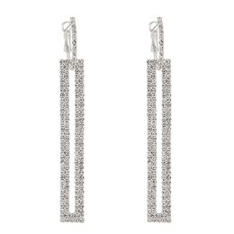 YFJEWE Fashion Long Drop Earrings Luxury Gold Silver Color Rectangle Rhinestone Earring for Women Party Jewelry Gift E550273B