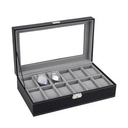 Watch Boxes & Cases 6 10 12 Slots Box Case Rings Chain Necklace Holder Storage Organiser Jewellery Display PU Leather Casket Saat Tr2691