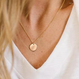 Pendant Necklaces Round Circle Necklace For Women Elegant Clavicle Gold Color Simple Disc Wedding Jewelry Collare Bijoux