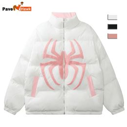 Men s Down Parkas Winter Men Harajuku Vintage High Street Spider Embroidery Thick Warm Padded Jackets Unisex Fashion Loose Bubble Coats 231005