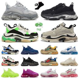 triple s black sneaker man casual shoes white Black Bubble bottom platform white grey Wine Red pink blue Neon Green pink luxury sports mens womens outdoor trainers