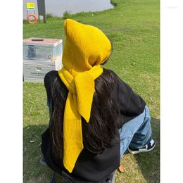 Berets Simple Fashion Shawl Bib Hat One Warm Autumn And Winter Woollen Soft With Coat Artefacts Decorated Knitted Woman