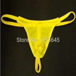 New Whole- Men's G-Strings SEXY men's ice silk transparent mini micro bikini penis pouch thongs g strings tangas 221F