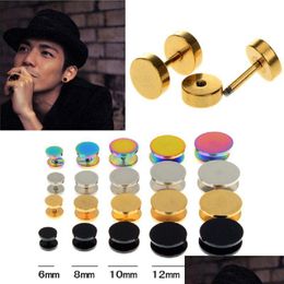Stud 10Pcs Stainless Steel Faux Fake Ear Plugs Flesh Tunnel Gauges Tapers Stretcher Earring 6-14Mm Piercing Jewelry Drop Delivery Dhwao