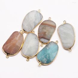 Pendant Necklaces Natural Irregular Amazons Stone Connector Slice Gold Plated Edge Necklace Reiki Charm Diy Fashion Jewellery Wholesale 5Pcs