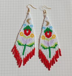 Dangle Earrings Beaded Tassel Moon Flowers Fashion Hand Weaving Bohemia Alloy Simplicity Pattern Originality Rice Bead