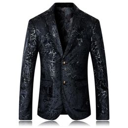 YUSHU Mens 2020 New Arrival Floral Blazer Men Wedding Prom Dress Blazers Plus Size 5XL Black Suit Jacket Men309k