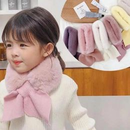 Scarves Korean Version Autumn Winter Children's Scarf Baby Cold Proof Collar Plush Warmth Cute Solid Knitted Fish Tail Cross Bib D15