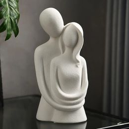 Decorative Objects Figurines Creative Couple Statue Modern Decor Home Nordic Sculpture Ceramic Figure Living Room Art Crafts Ornament 230928