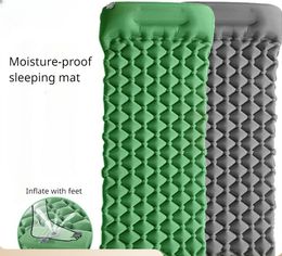 Outdoor foot pedal inflatable mat camping inflatable sleeping mat beach mat moisture-proof picnic mat TPU