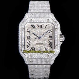 eternity Jewellery Watches 2021 TWF 4SA0005 Paved Diamonds ETA A2824 Automatic Mens Watch Fully Iced Out Diamond Dial Quick Switch S2296