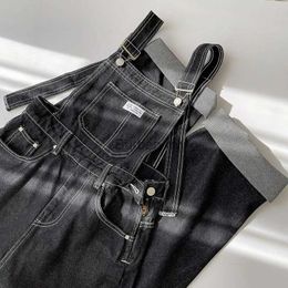 Women's Jumpsuits Rompers Women Casual Denim Overalls Spring Autumn Buttons Pockets High Waist Straight Jeans Korean Style Fashion Jumpsuit PantsL231005