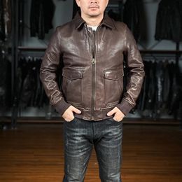 Men s Leather Faux A2 Bomber plus size smart casual natural goat skin jacket men design pilot classic leather clothing 231005