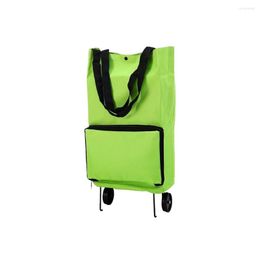 Shopping Bags Trolley Bag With Wheels Women Foldable Tote Thick Retractable Pack Rolling Vegetable Fruit Organiser For Camping