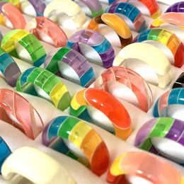Bulk Lots 100pcs cute Colourful resin rings mix set Acrylic fashion charm Ladies girls Jewellery gifts Whole282m