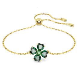 Bracelet Swarovski Designer Luxury Fashion Women Idylia Green Lucky Grass Bracelet Female Featuring Swarovski Elements Crystal Four Leaf Grass Bracelet Female