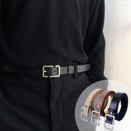 Belts Korean Thin Belt For Men Women Simple Square Pin Buckle Waistband Vintage Jeans Pants PU Leather Girdle Waist Strap