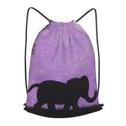 Shopping Bags Purple Elephants Drawstring Backpack Men Gym Workout Fitness Sports Bag Bundled Yoga For Women