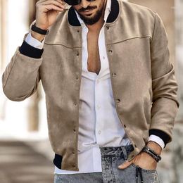 Men's Jackets Tailored LOGO2023 Fall/winter Suede Stand Up Collar Button-down Cardigan Jacket Casual American Men