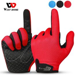 Cycling Gloves WEST BIKING Spring Autumn Unisex Full Finger Touch Screen Mountaineering Sports Summer Fingerless Mitts 231005
